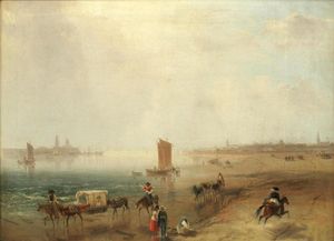 1830년, 멀리 베라크루스 항구가 보이는 그림