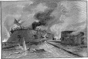 판화: Monitor와 Merrimac 간의 전투