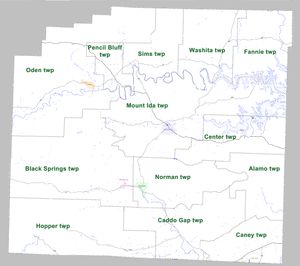 2010년 기준 아칸소주 몽고메리 군 타운십