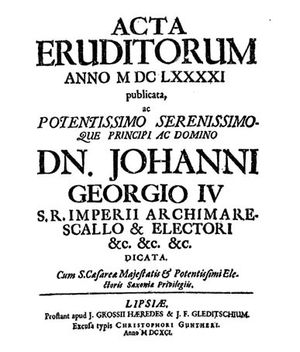 《Acta Eruditorum》의 표지