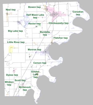 2010년 미시시피 군, 아칸소의 타운십