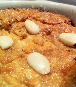 중동, 발칸 반도, 북아프리카, 동아프리카에서 아몬드로 장식된 바스부사