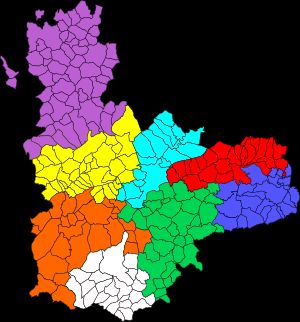 바야돌리드 주의 역사적 코마르카 지도