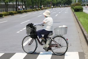 도쿄에서 전기 자전거를 타는 사람