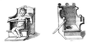 1577년 특수 제작된 변기에 앉아 있는 아이의 삽화