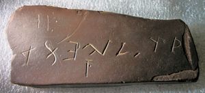 평행선 표시가 왼쪽 상단에 있는 석판의 최근 이미지