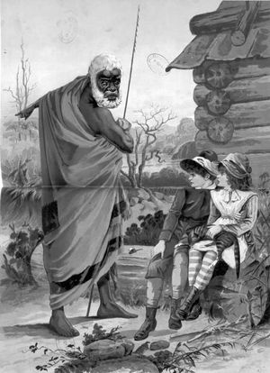 1882년, 한 백인 아이들에게 버닙 이야기를 해주는 원주민의 삽화