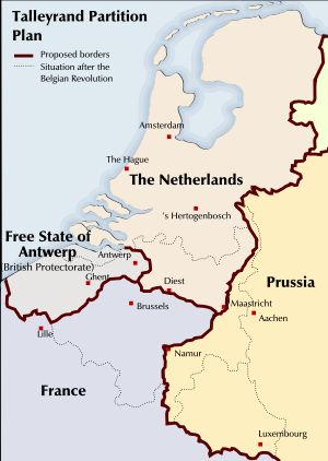 1830년 프랑스가 제안한 플로(Flahaut)의 벨기에 분할 계획
