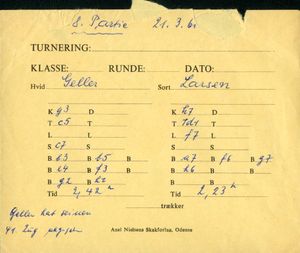 1966년 에핌 겔러와 벤트 라르센의 경기에서 봉수에 사용된 봉투