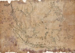 부기스-마카사르 문자 시스템으로 기록된 동남아시아 해양 지도(c.1820)