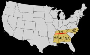 미국 내에서 주 경계 설정의 기준이 되는 북위 35도선