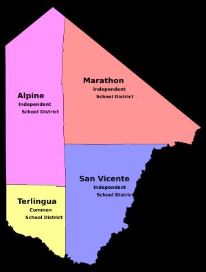 브루스터 군, 텍사스의 학교 구역 지도