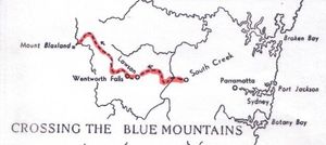 1813년 그레고리 블랙스랜드, 로슨, 웬트워스의 횡단 경로