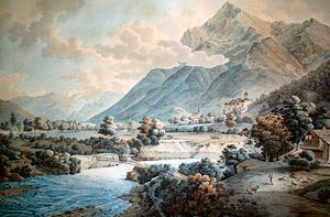 스위스 화가 루드비히 아버리(Ludwig Aberli, 1723-1786)가 그린 1783년경 니젠산과 비미스의 판화