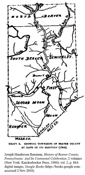 1800년 비버 군의 초기 타운십