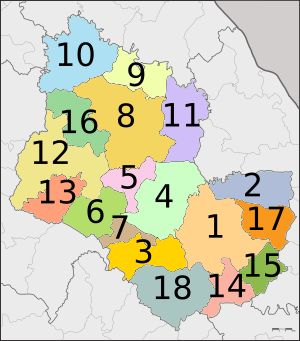 사꼰나콘주의 18개 군 지도