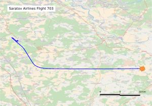 사라토프 항공 703편의 비행 경로