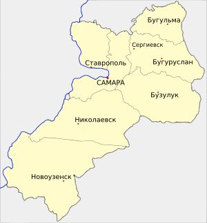 1918년까지의 사마라 현 행정 구역 지도