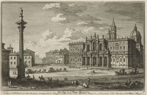 1740년경, 주세페 바시가 에칭한 대성당의 정면.