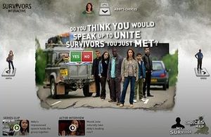 BBC 서바이버 인터랙티브 웹사이트 스크린샷