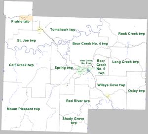 2010년 기준 아칸소주 서시 군의 타운십
