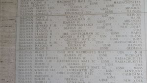 마닐라 미국 묘지 및 기념관에 있는 설리번 5형제 명단