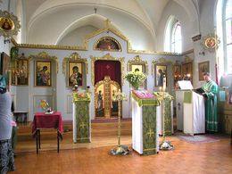 정교회 성당 내부의 예시 (뒤셀도르프의 성모 보호 교회, 2009년).