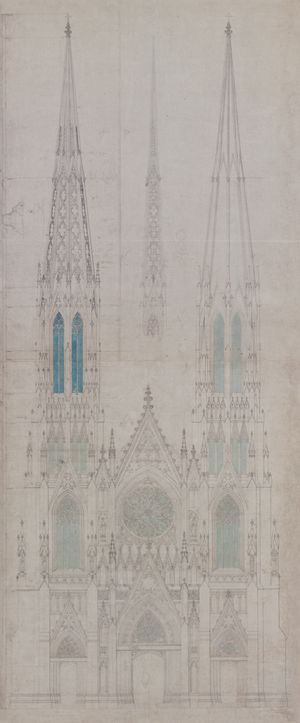 건축가 제임스 렌윅의 서쪽 파사드 외관 입면도