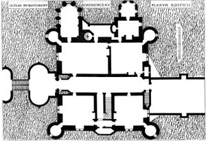 뒤 세르소 (1579)가 새긴 본관 도면