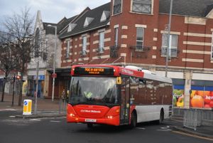 내셔널 익스프레스 웨스트 미들랜즈의 스카니아 옴니링크, 2021년 1월 영국 서튼 콜드필드에서