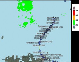 ADS-B 비행 프로필 및 BMKG의 기상 데이터 중첩
