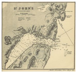 세인트존스 지도 (1869), 항구, 요새 "윌리엄 요새" 및 "타운센드 요새"