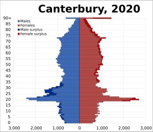 2020년 캔터베리 시 인구 피라미드