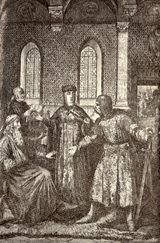 헨리크 1세와 콘라트 1세의 사이를 중재하는 성녀 헤드비지스. 19세기 판화.