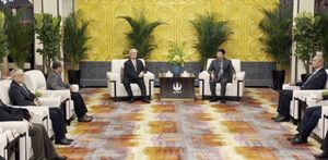 2024년 쑹타오가 상하이에서 방문한 중국 국민당 부주석 샤리옌을 만났다.