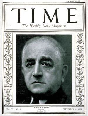 오크스는 1924년 9월 1일자 타임 표지에 실렸다