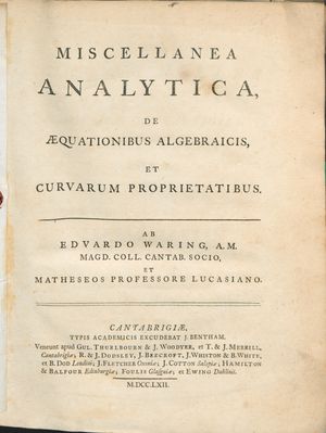 Miscellanea analytica, 1762