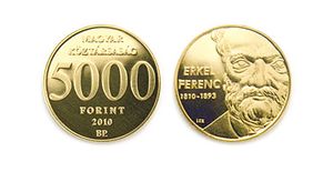 에르켈 페렌츠 탄생 200주년 기념 주화, 헝가리 국립 은행, 2010, 디자이너 러슬로 슬라비츠 주니어
