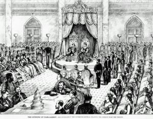 1879년 캐나다 의회 개회식에서 루이즈 공주와 함께 있는 로언 후작