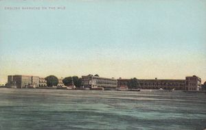 1910년경, 나일 강에 있는 영국 군 막사.