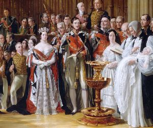 세인트 조지 예배당에 모인 빅토리아 여왕과 그녀의 가족, 장남의 세례식