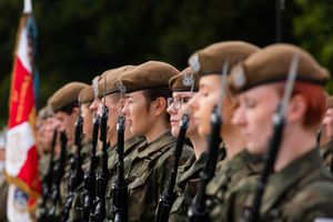 2018년 바르샤바에서 열린 군사 행사 중 영토방위군 군인들