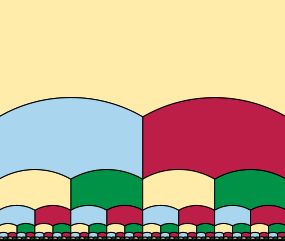 60-120-60-120-120도 각을 가진 오각형으로 구성된 쌍곡 이진 테셀레이션의 한 형태