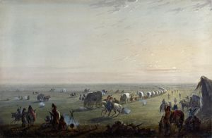 알프레드 제이콥 밀러의 Breaking up Camp at Sunrise