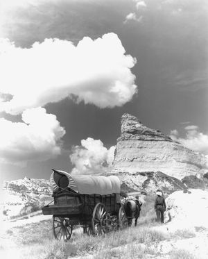 스코츠블러프에서 오리건 트레일 재연