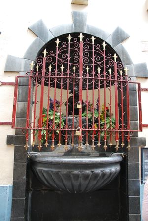 쇠창살로 반달리즘으로부터 보호받고 있는 잔네켄 피스