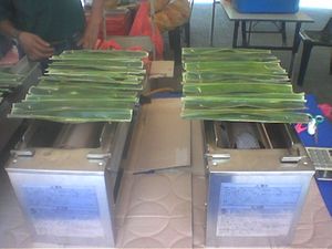 말레이시아에서 오타오타를 굽는 모습