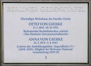 베를린 기념 명판, 오토와 안나 폰 기르케, 카머슈트라세 12, 베를린-샬로텐부르크, 독일