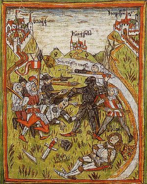 알베르트 1세 암살, 95명의 영주 오스트리아 연대기, 14세기