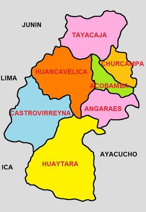 우앙카벨리카 주의 행정 구역